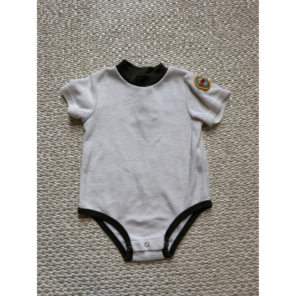 Vintage Sesame Street Elmo Safari Adventure Waffle Knit Bodysuit XL 12 months
